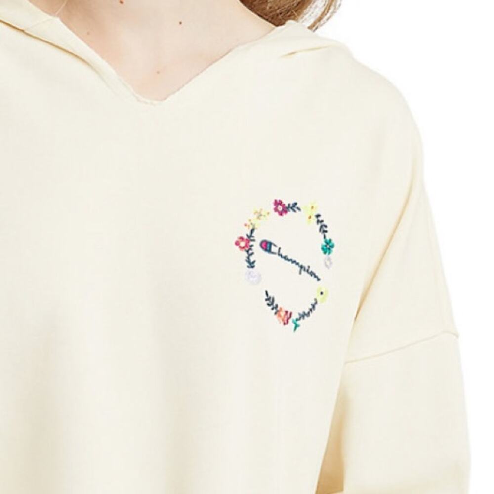 Champion Sweatshirt NWT French Terry Cream Floral Embroidered Womens Size Small - Picture 2 of 4